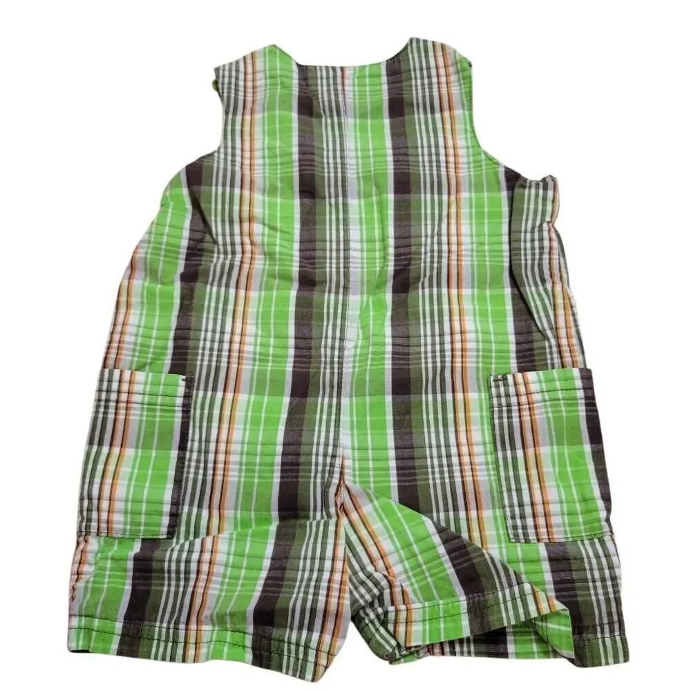 Carter's plaid tiger romper 6 months